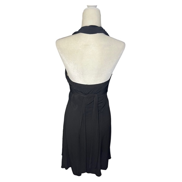 Y2K Black Halter Dress M Midi - Picture 3 of 4